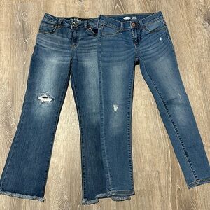 Lot of 2 Old Navy & Cat and Jack Distressed Straight Leg & Skinny Jeans Stretch